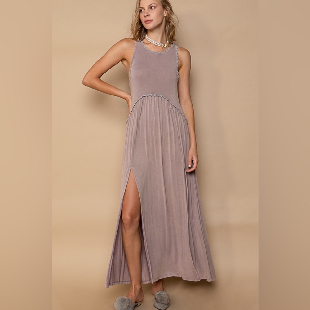 Baby Doll Side Slit Cut Out Maxi Dress - POL